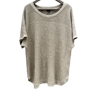 Talbots Tan Cream Linen Knit Blouse Women’s Plus Size 3X Short Sleeves Blouse